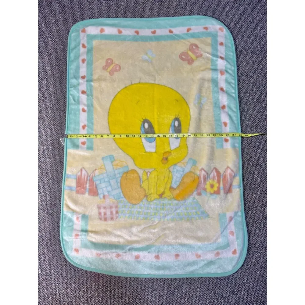 Vintage Baby Looney Tunes Baby Tweety Bird Pastel Infant Blanket 28x42